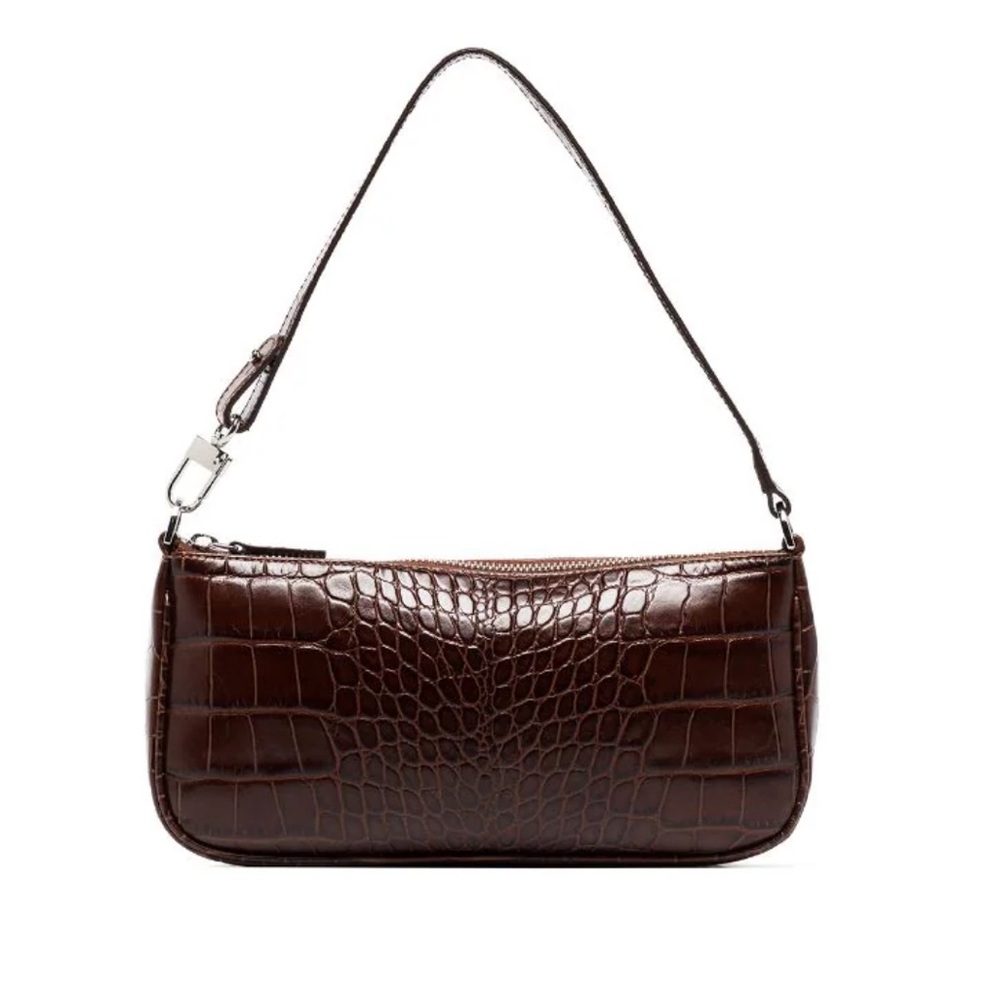 BY FAR Brown Crocodile Rachel bag
